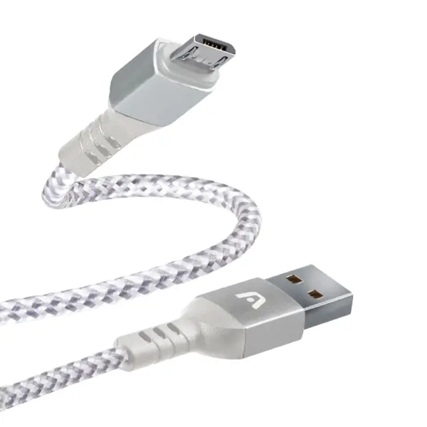 Argom Dura Form Micro USB to USB 2.0 Nylon Braided Cable 6FT/1.8M - White