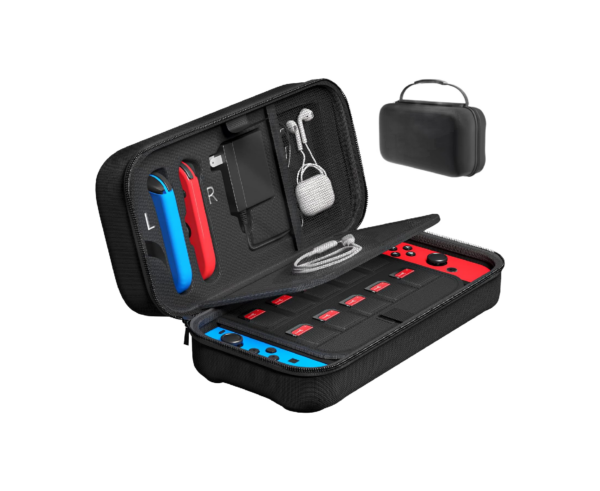 Nintendo Switch/OLED Hard Shell Carrying Case For Console, Joy-Con, AC Adapter & 20 Games