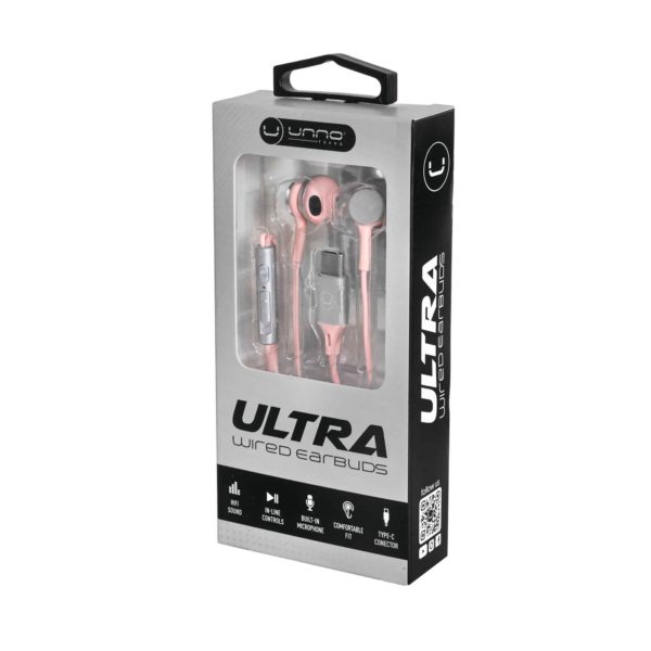 Unno Tekno Ultra USB-C Pink Earbuds - Image 2